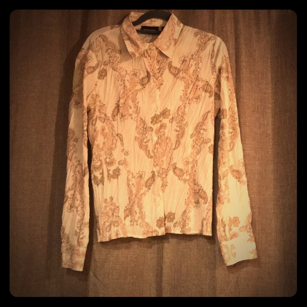 Paisley blouse with crinkle texturing